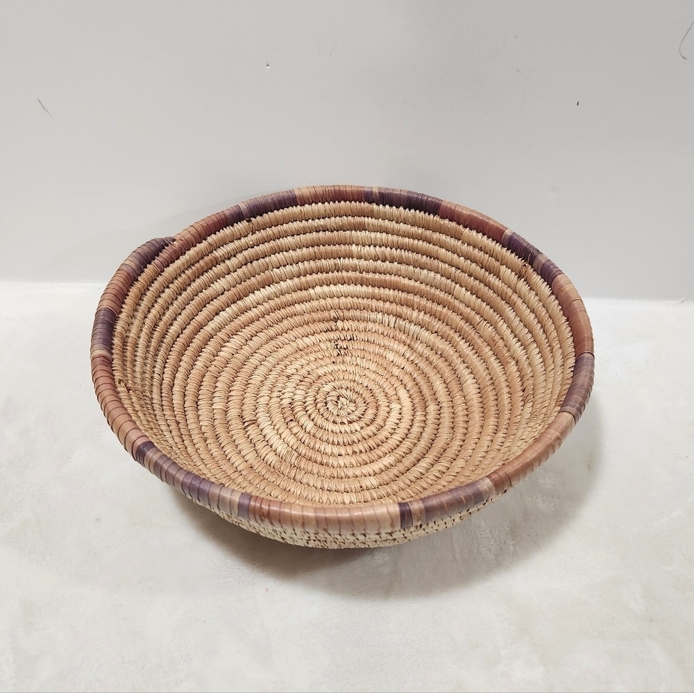 Boho Natural Woven Coiled Reed Grass Handmade Wall Art Decor And Basket - Picture 7 of 11
